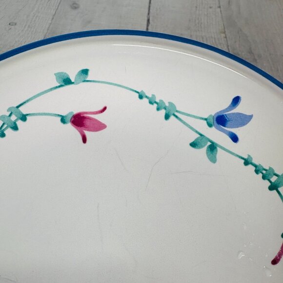 Savoir Vivre PORTOFINO BLUE JF 036 Pink Blue Flowers Ceramic Salad Plates Set 4 - Picture 12 of 16